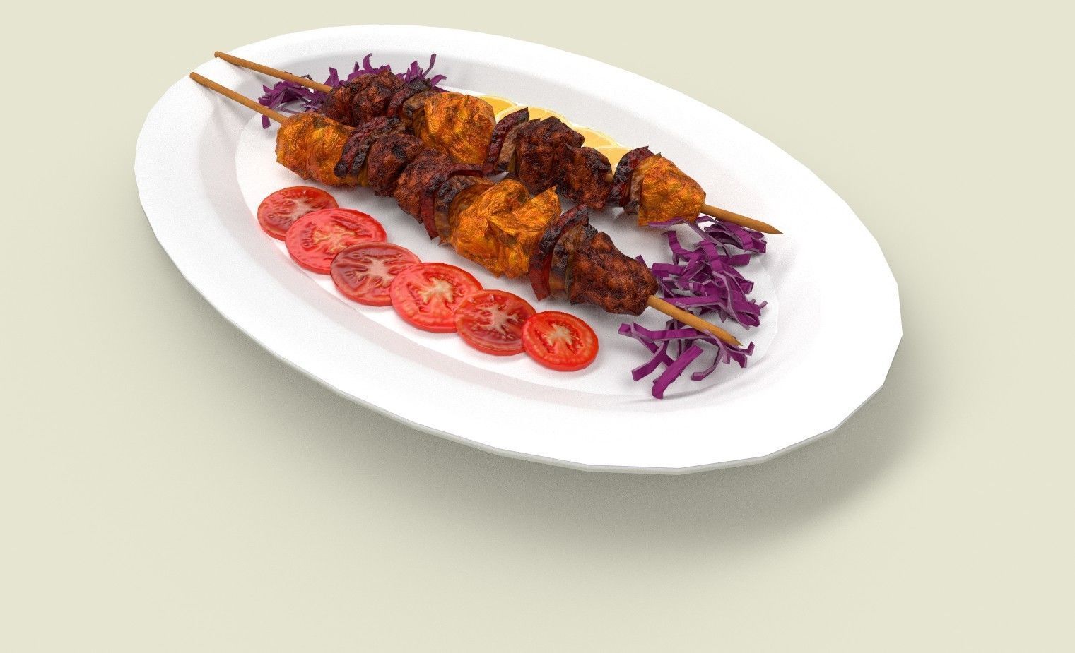 Shashlik Meat Low-poly 3D model_1