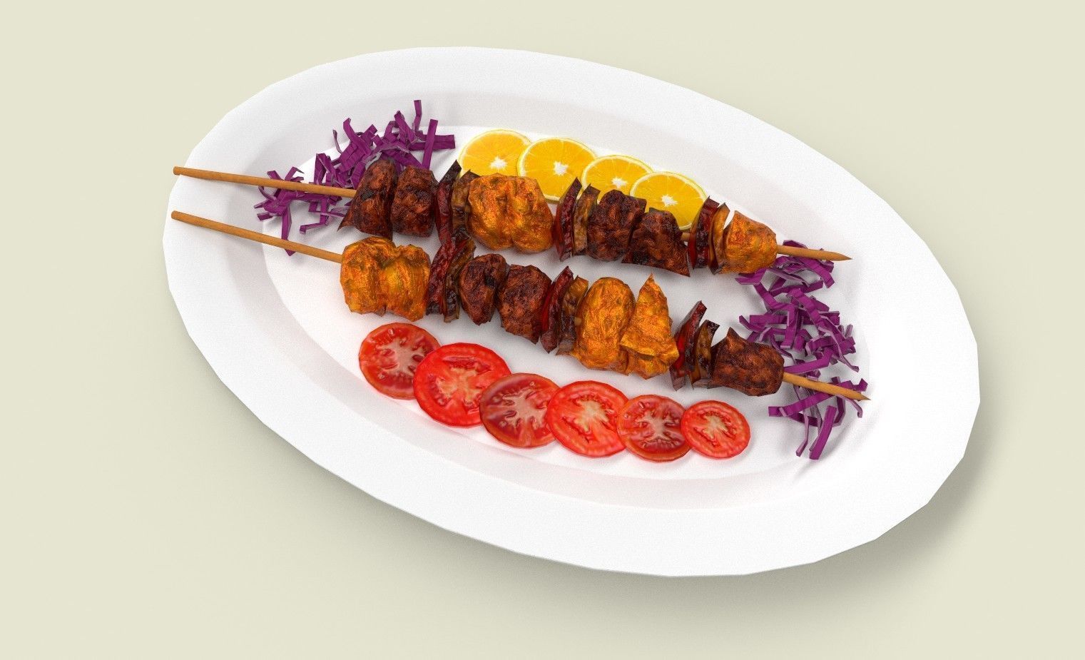 Shashlik Meat Low-poly 3D model_2