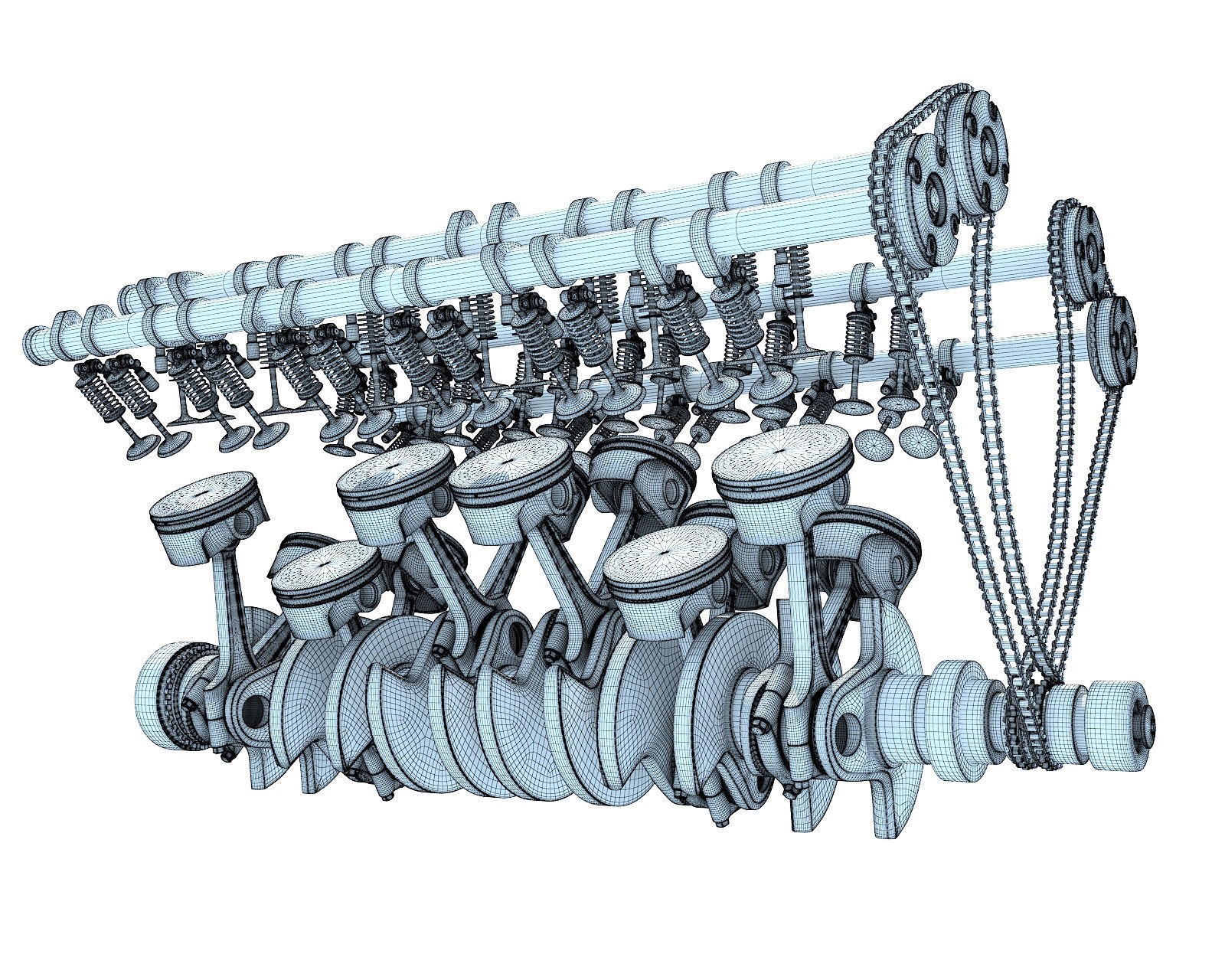 V12 Engine Cylinders Animation 3D model_17