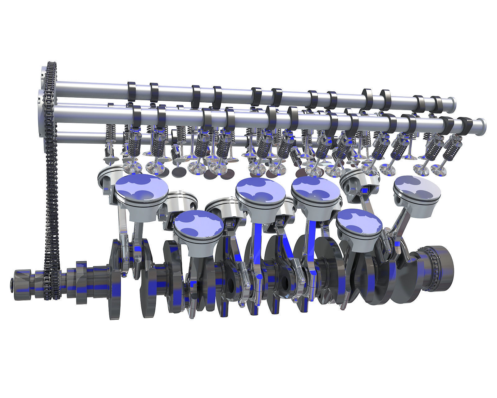 V12 Engine Cylinders Animation 3D model_3