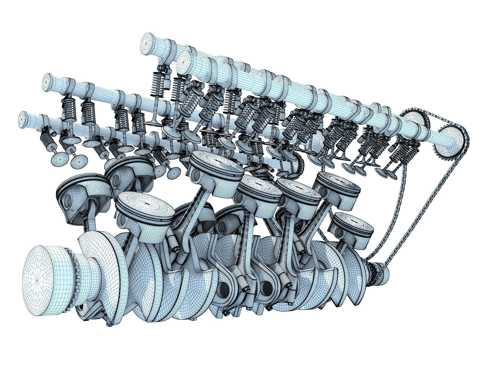 V12 Engine Cylinders Animation 3D model_16