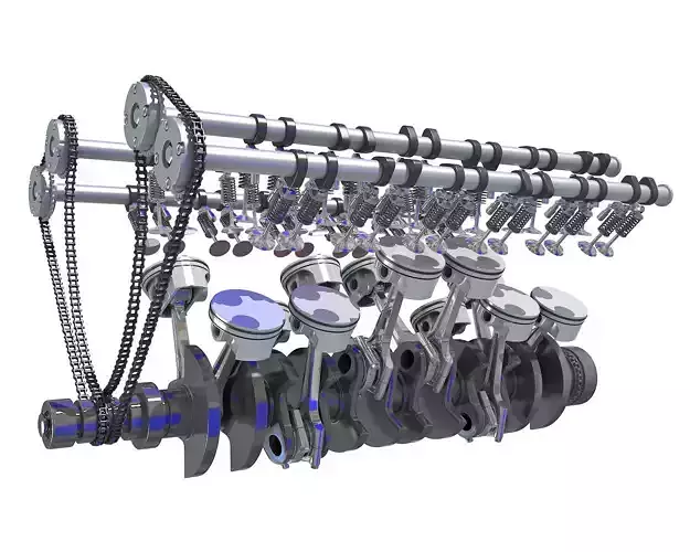 V12 Engine Cylinders Animation 3D model