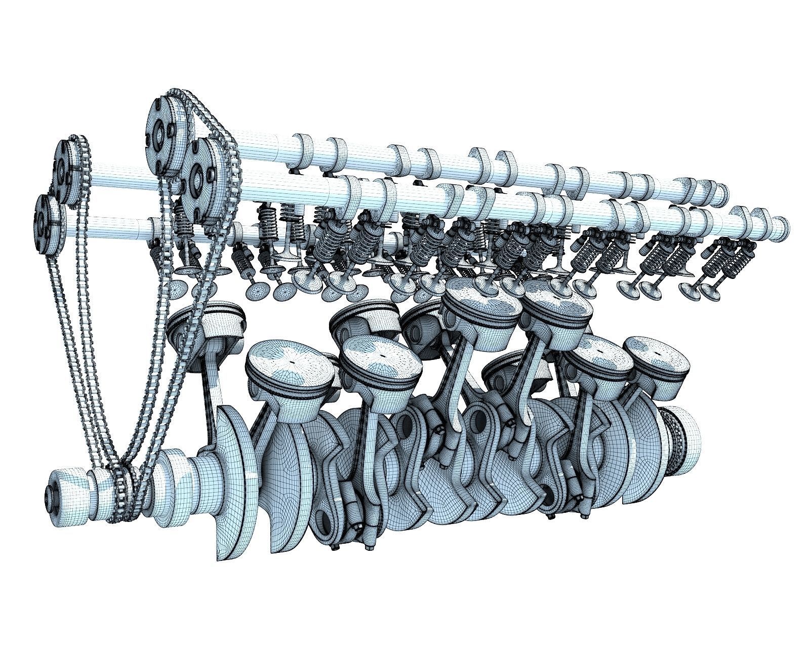V12 Engine Cylinders Animation 3D model_14
