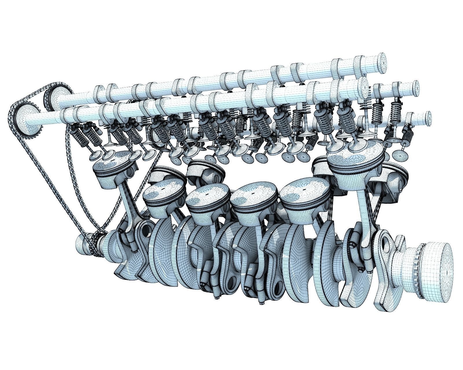 V12 Engine Cylinders Animation 3D model_15