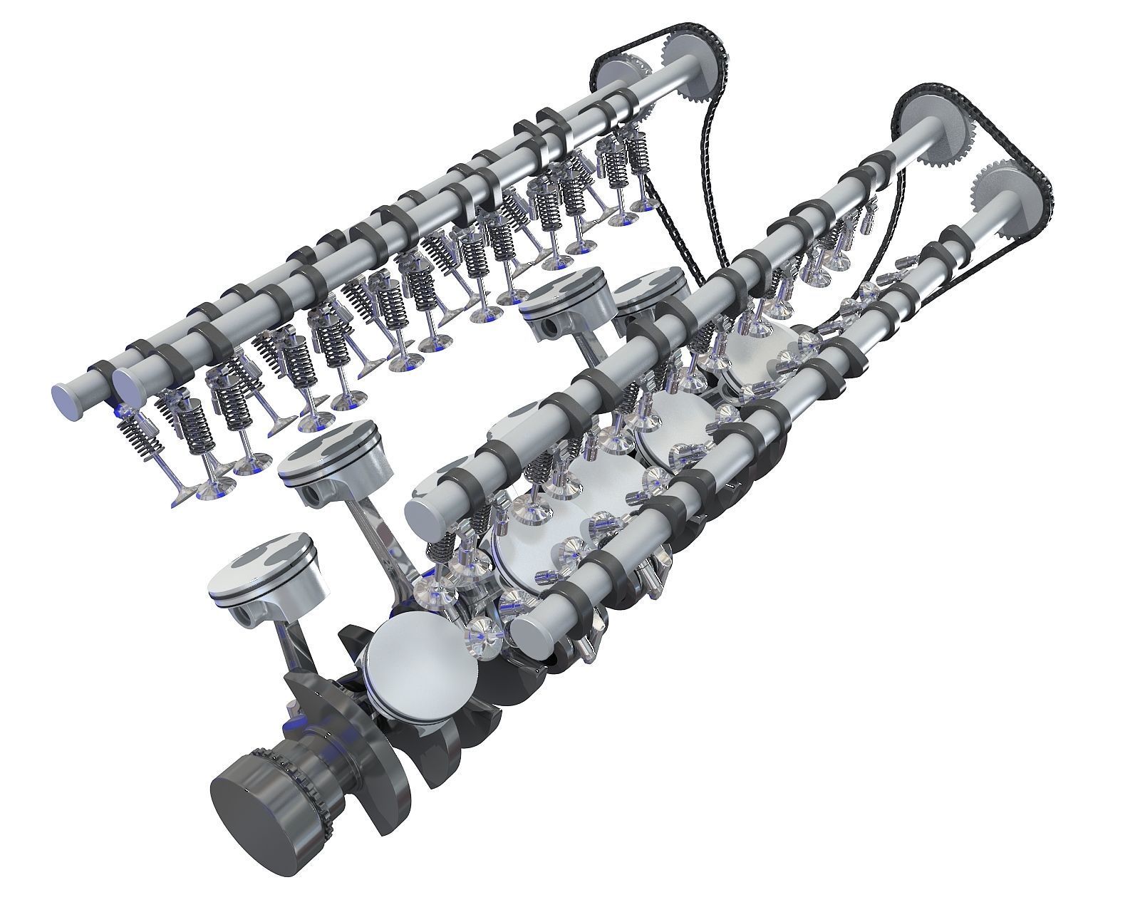 V12 Engine Cylinders Animation 3D model_6
