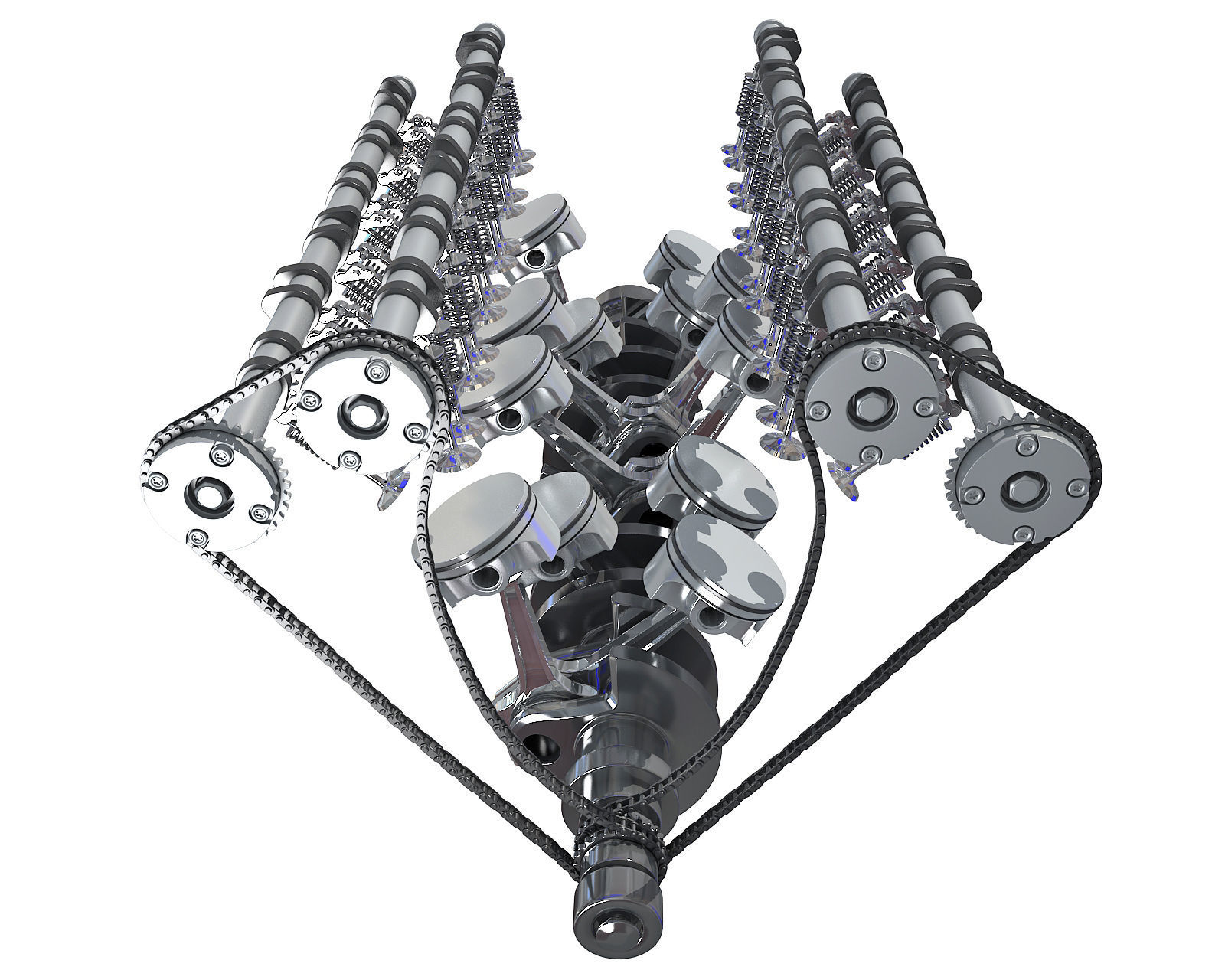 V12 Engine Cylinders Animation 3D model_10