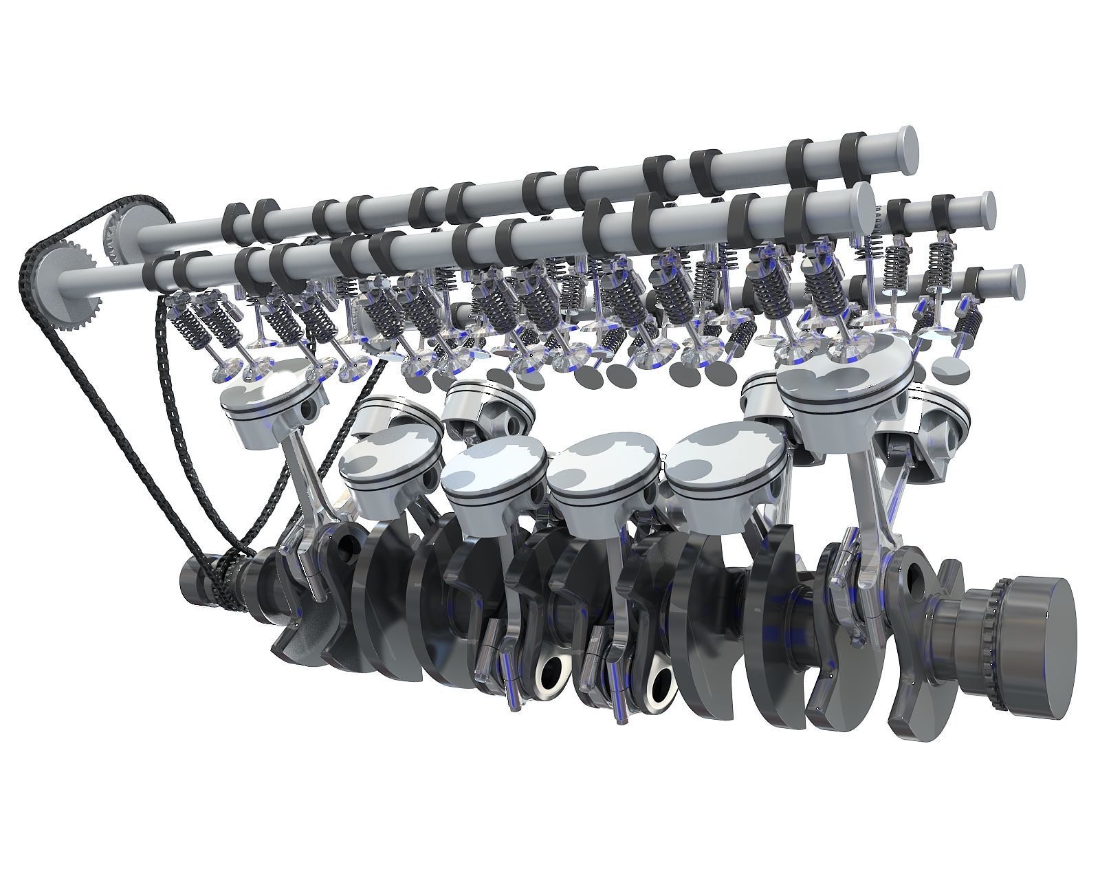 V12 Engine Cylinders Animation 3D model_4