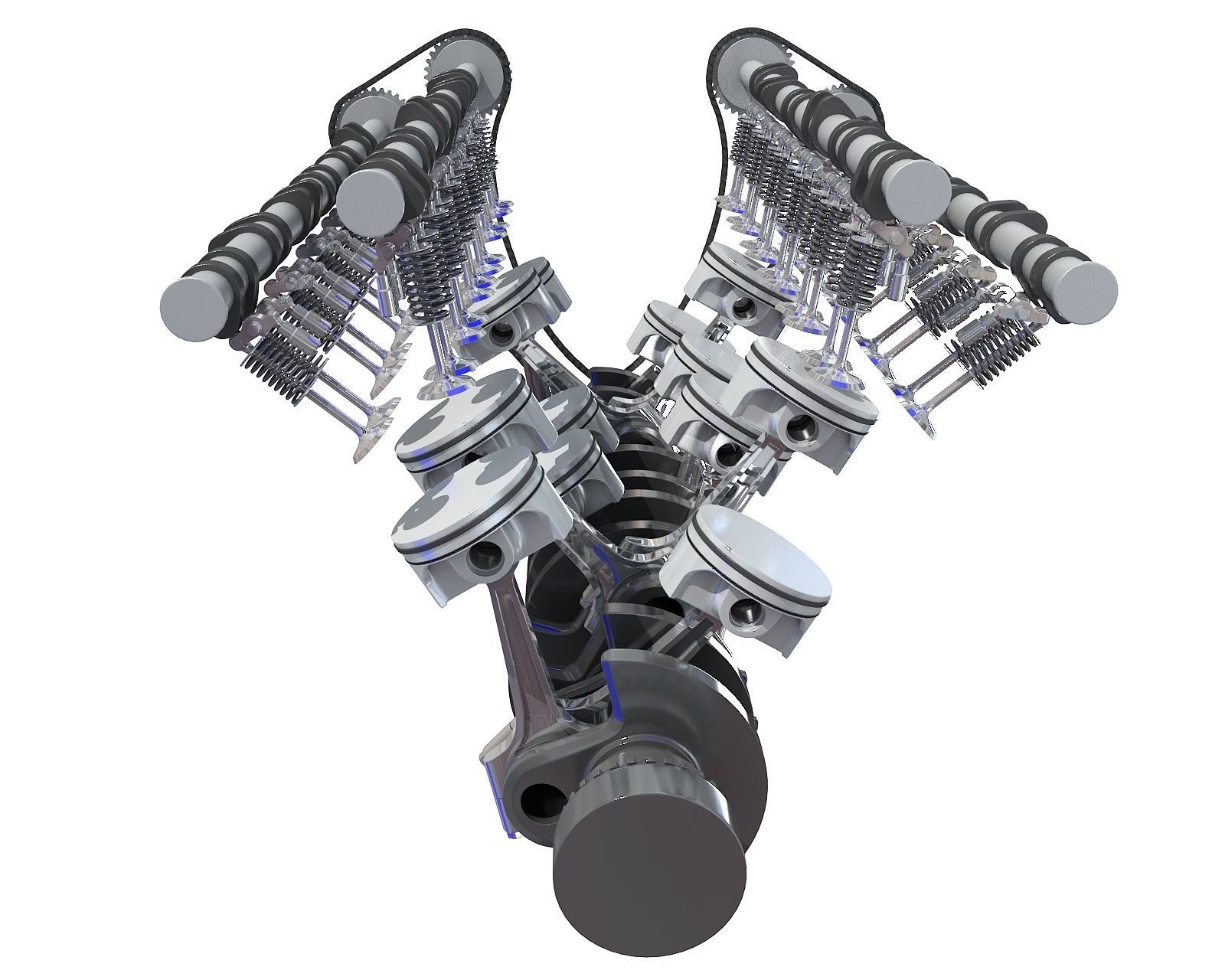 V12 Engine Cylinders Animation 3D model_5