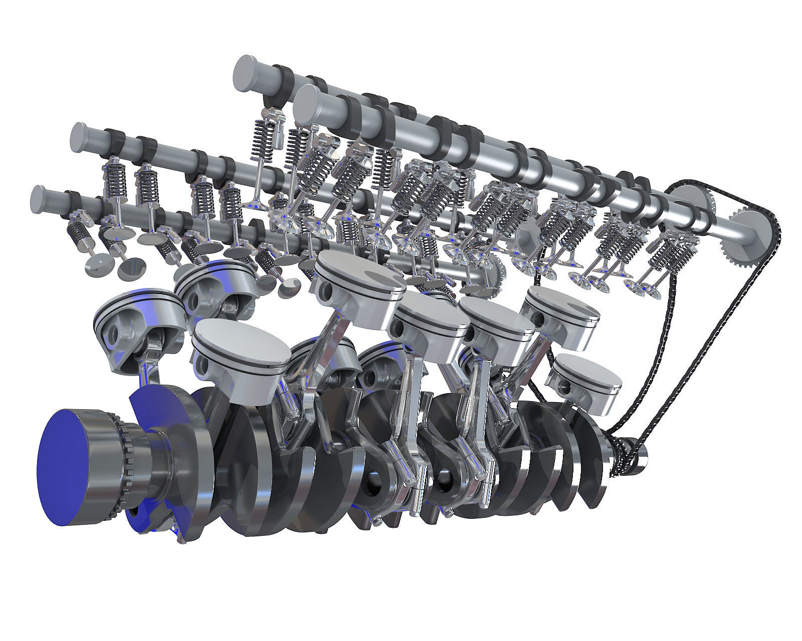 V12 Engine Cylinders Animation 3D model_7