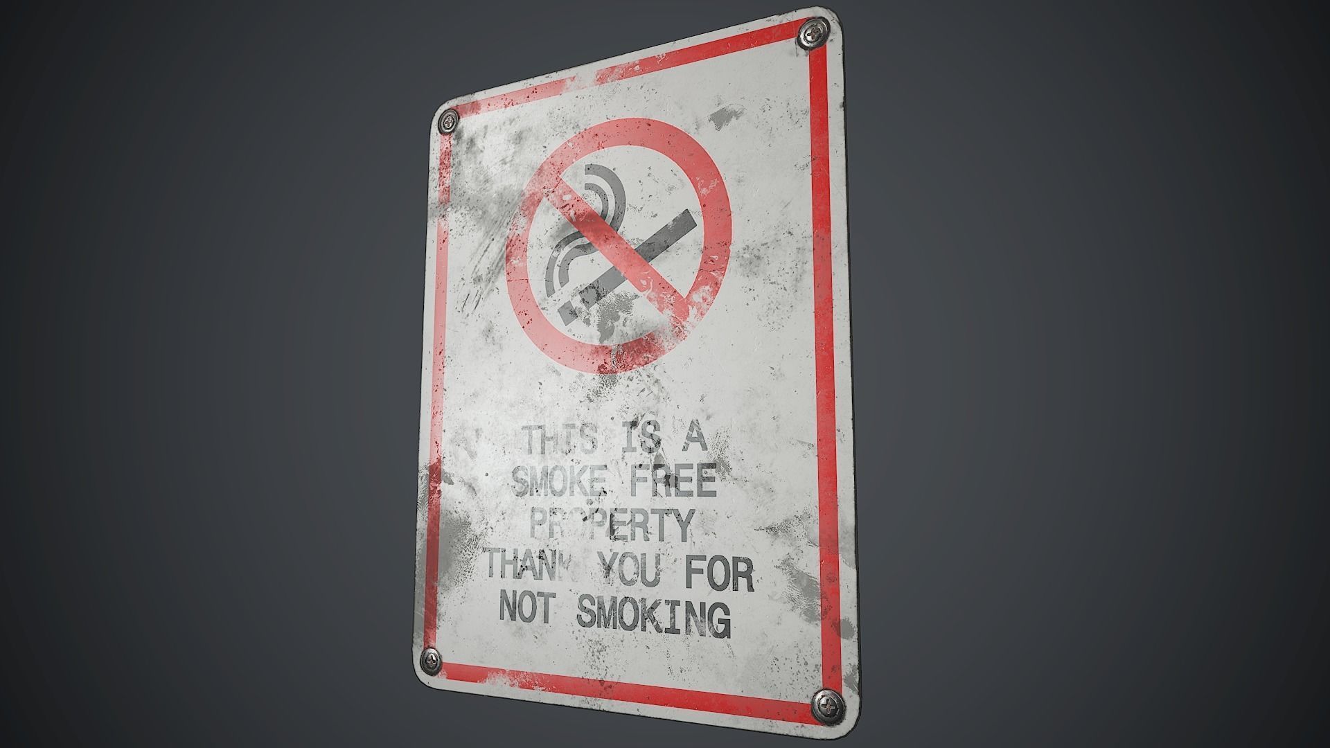 Plastic No Smoking Sign 2 PBR Game Ready  Low-poly 3D model_8
