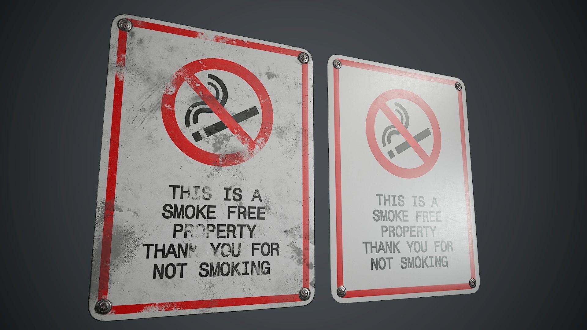Plastic No Smoking Sign 2 PBR Game Ready  Low-poly 3D model_1