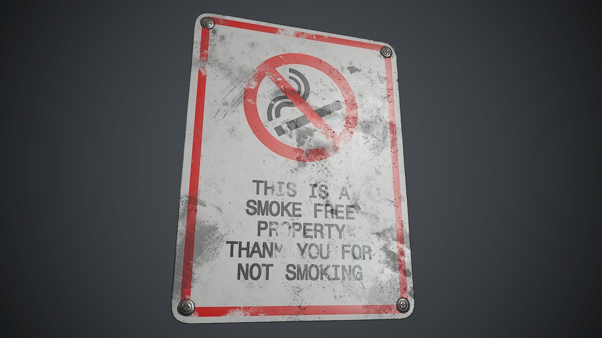 Plastic No Smoking Sign 2 PBR Game Ready  Low-poly 3D model_7