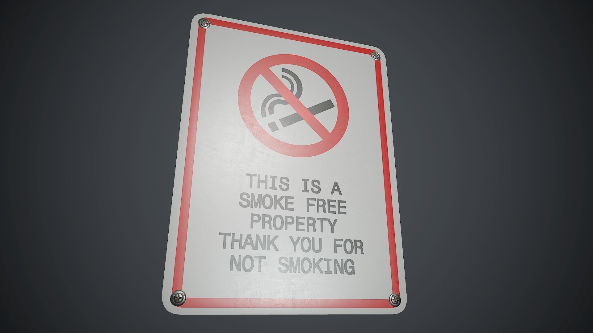 Plastic No Smoking Sign 2 PBR Game Ready  Low-poly 3D model_4