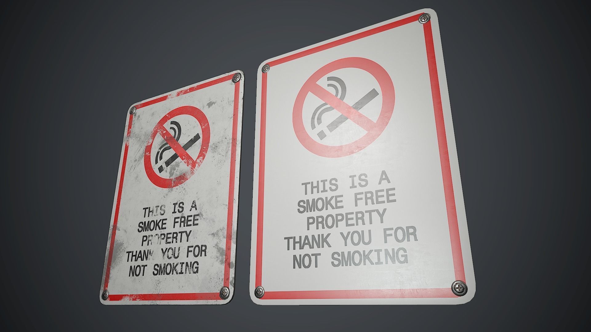 Plastic No Smoking Sign 2 PBR Game Ready  Low-poly 3D model_2