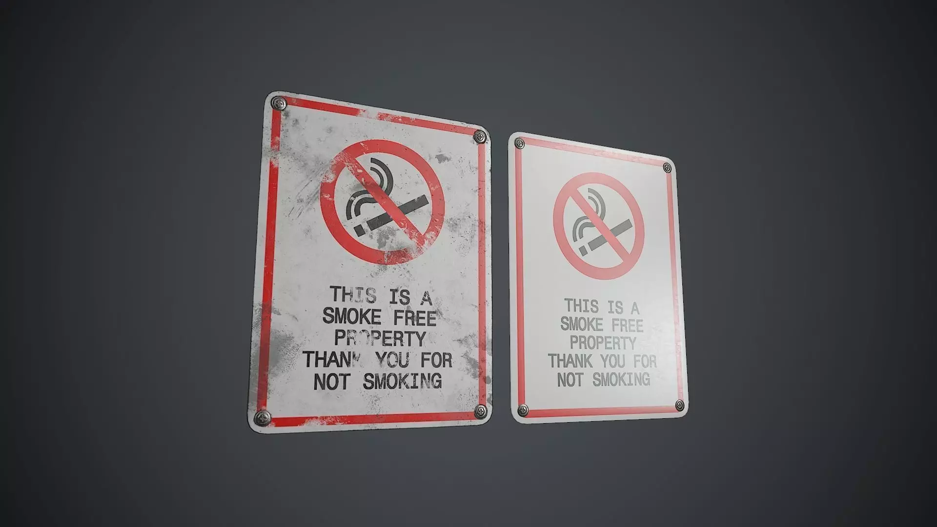 Plastic No Smoking Sign 2 PBR Game Ready  Low-poly 3D model_0