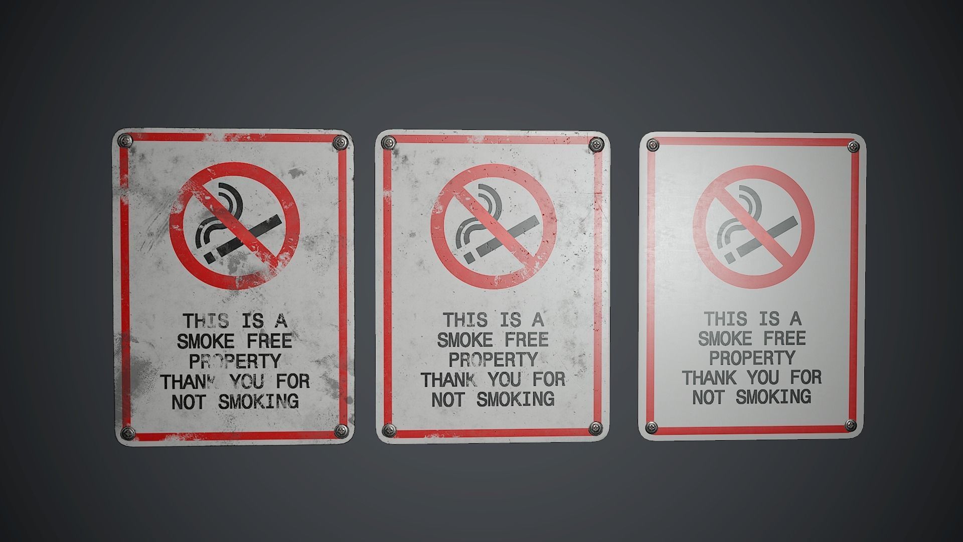 Plastic No Smoking Sign 2 PBR Game Ready  Low-poly 3D model_3