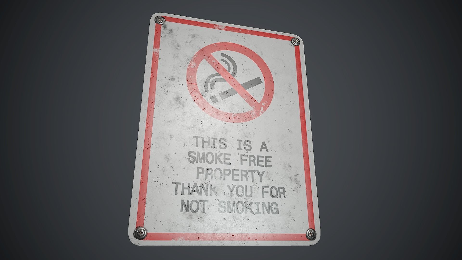 Plastic No Smoking Sign 2 PBR Game Ready  Low-poly 3D model_5