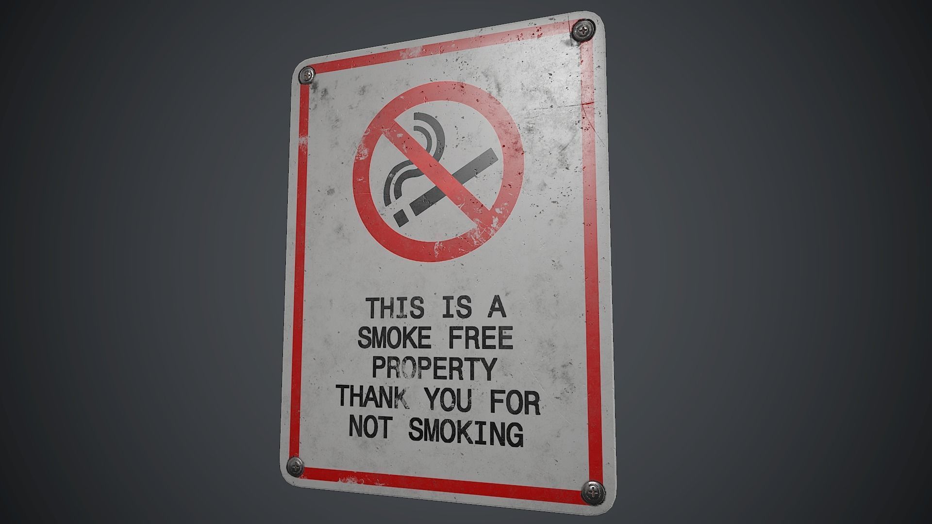 Plastic No Smoking Sign 2 PBR Game Ready  Low-poly 3D model_6