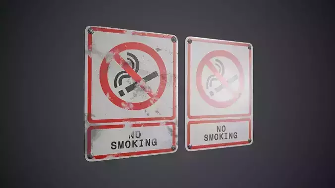 Plastic No Smoking Sign 3 PBR Game Ready