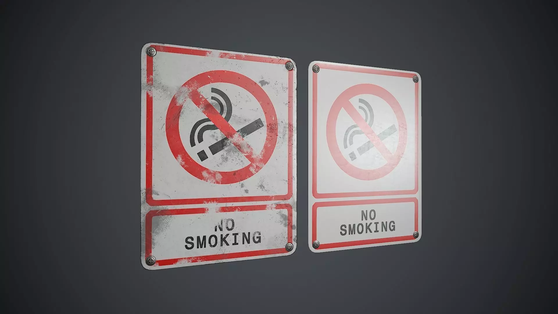 Plastic No Smoking Sign 3 PBR Game Ready Low-poly 3D model_0