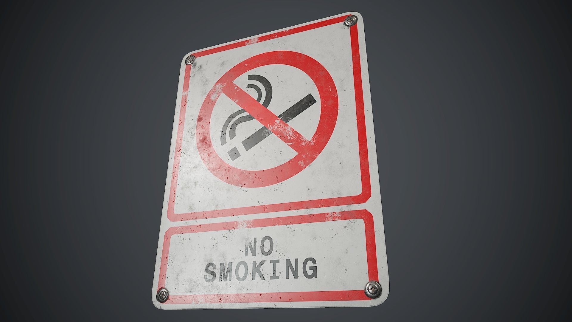 Plastic No Smoking Sign 3 PBR Game Ready Low-poly 3D model_7