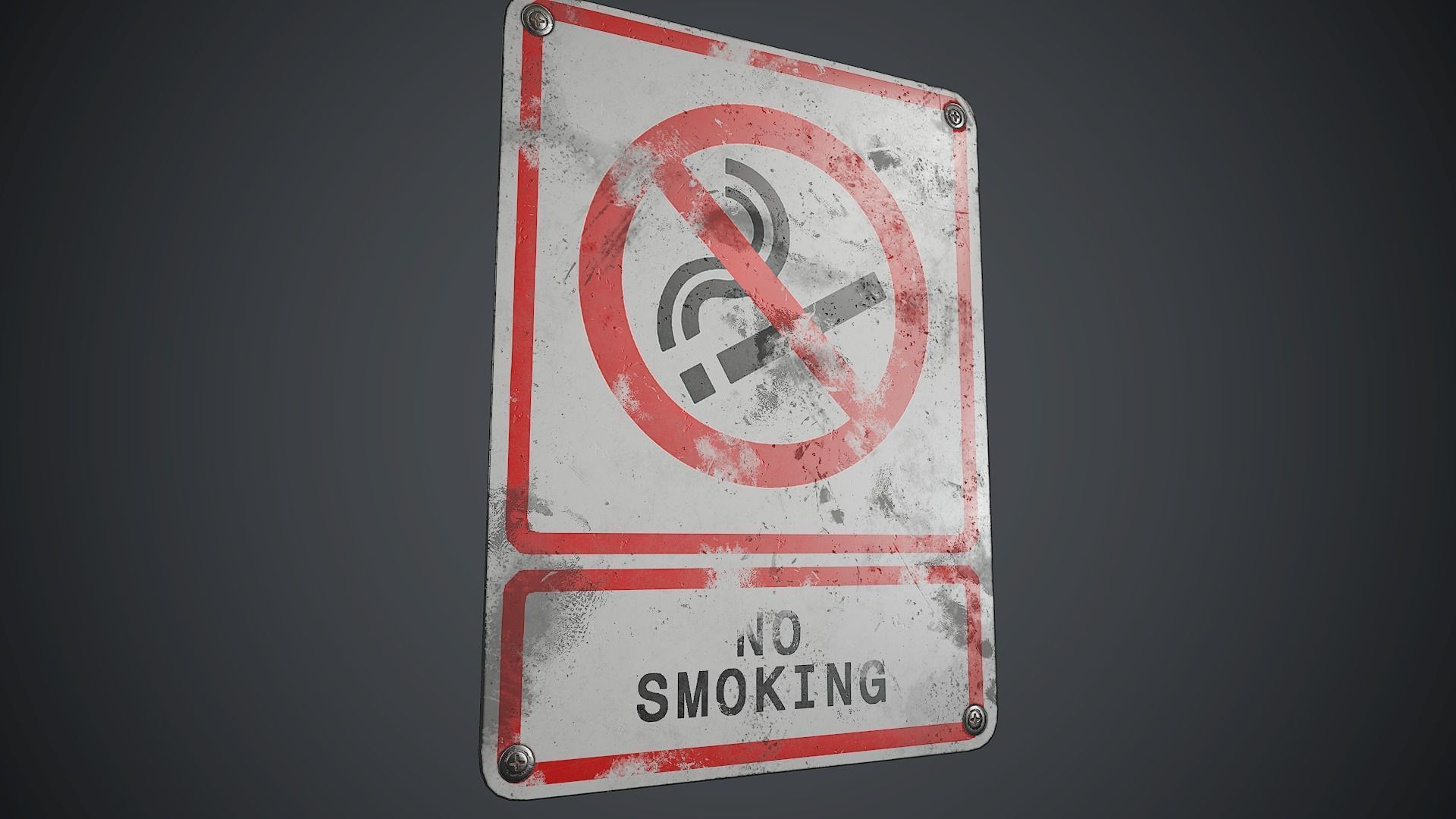 Plastic No Smoking Sign 3 PBR Game Ready Low-poly 3D model_8