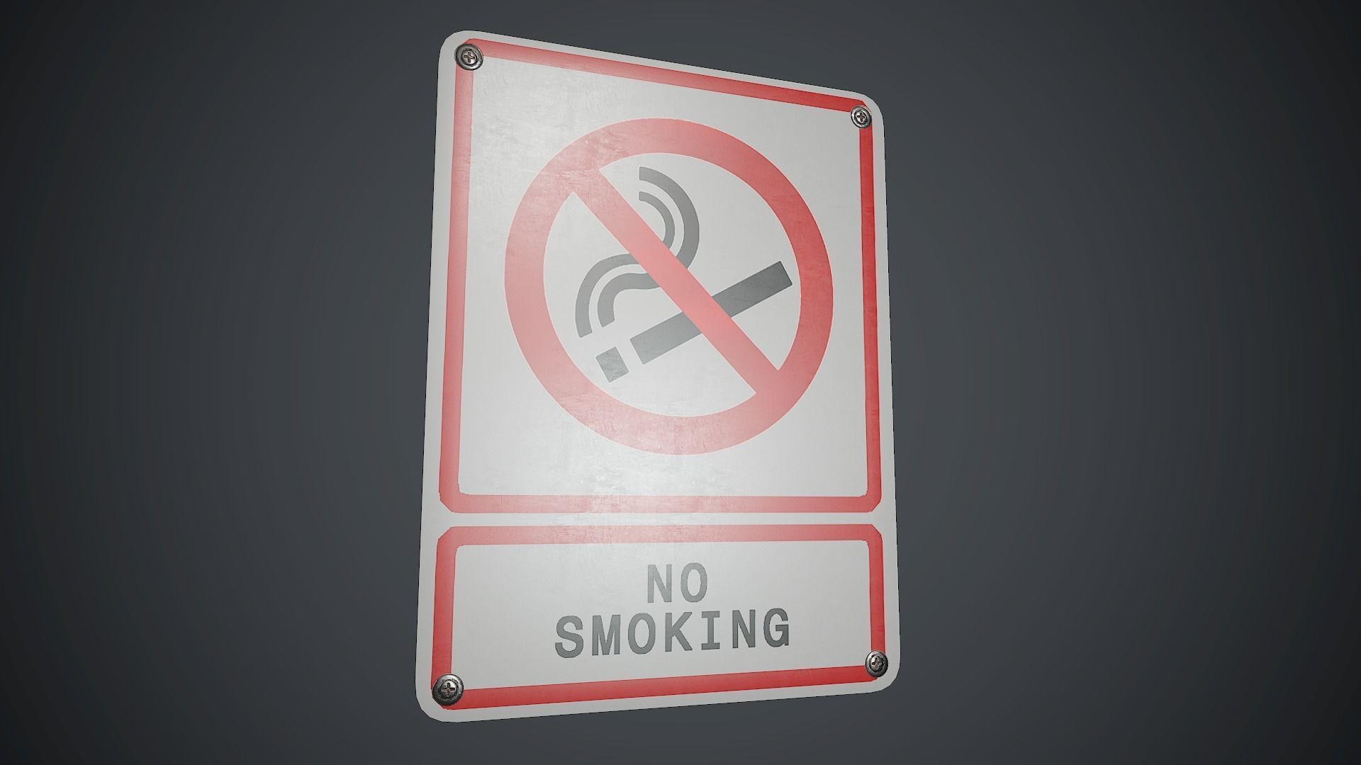 Plastic No Smoking Sign 3 PBR Game Ready Low-poly 3D model_4