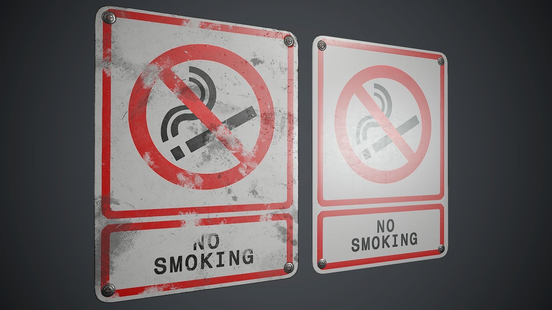 Plastic No Smoking Sign 3 PBR Game Ready Low-poly 3D model_1
