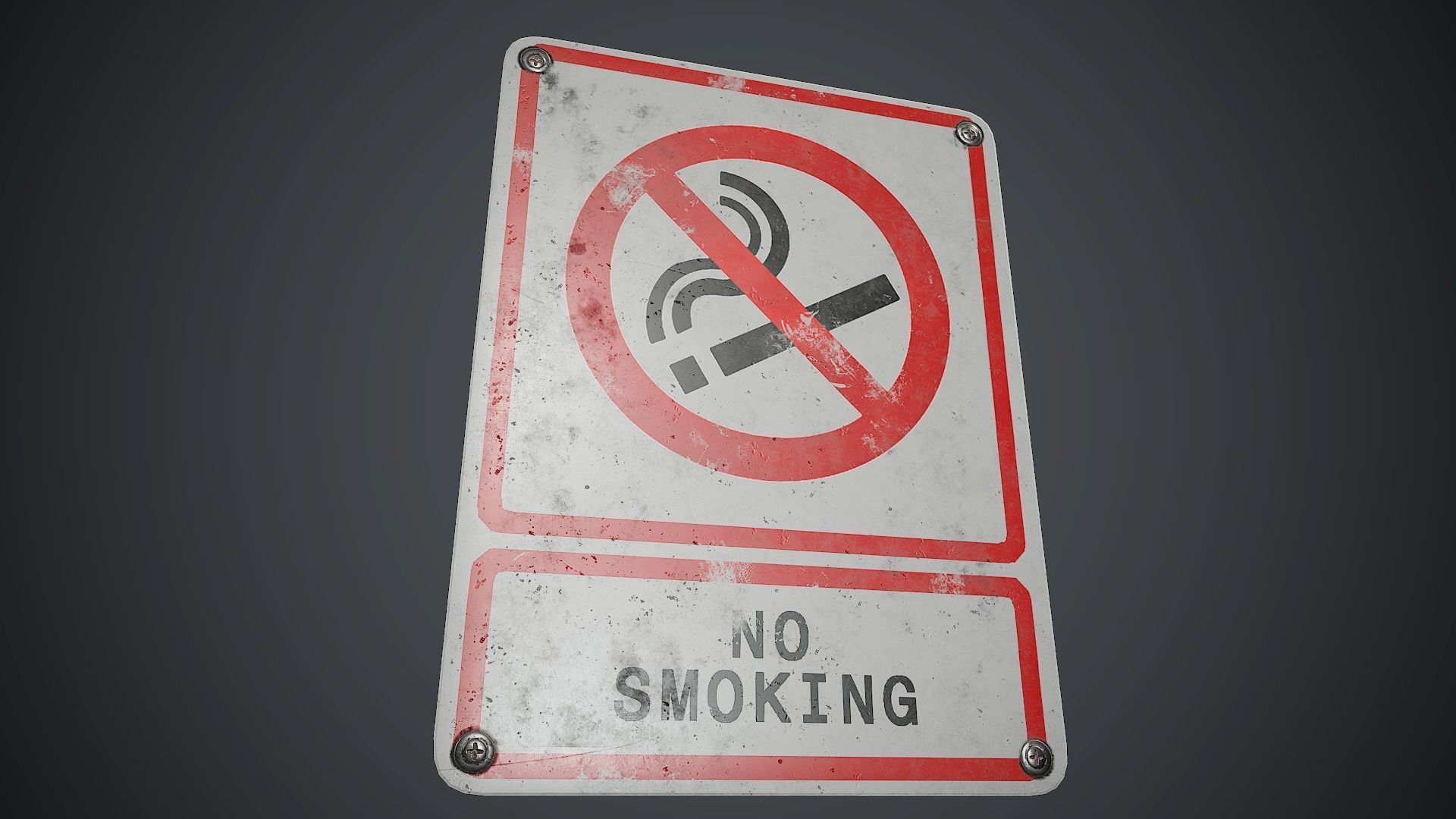 Plastic No Smoking Sign 3 PBR Game Ready Low-poly 3D model_6