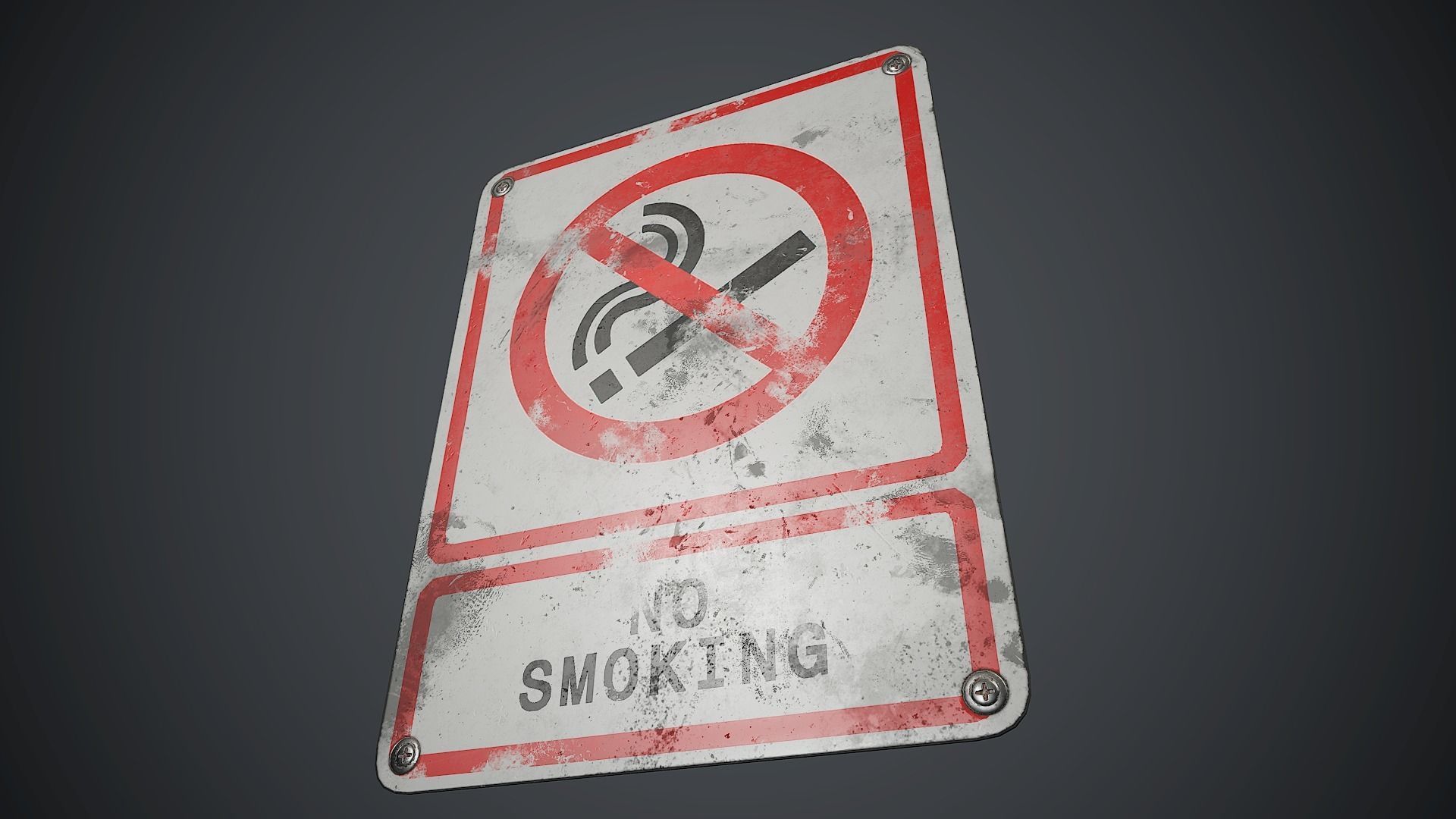 Plastic No Smoking Sign 3 PBR Game Ready Low-poly 3D model_9