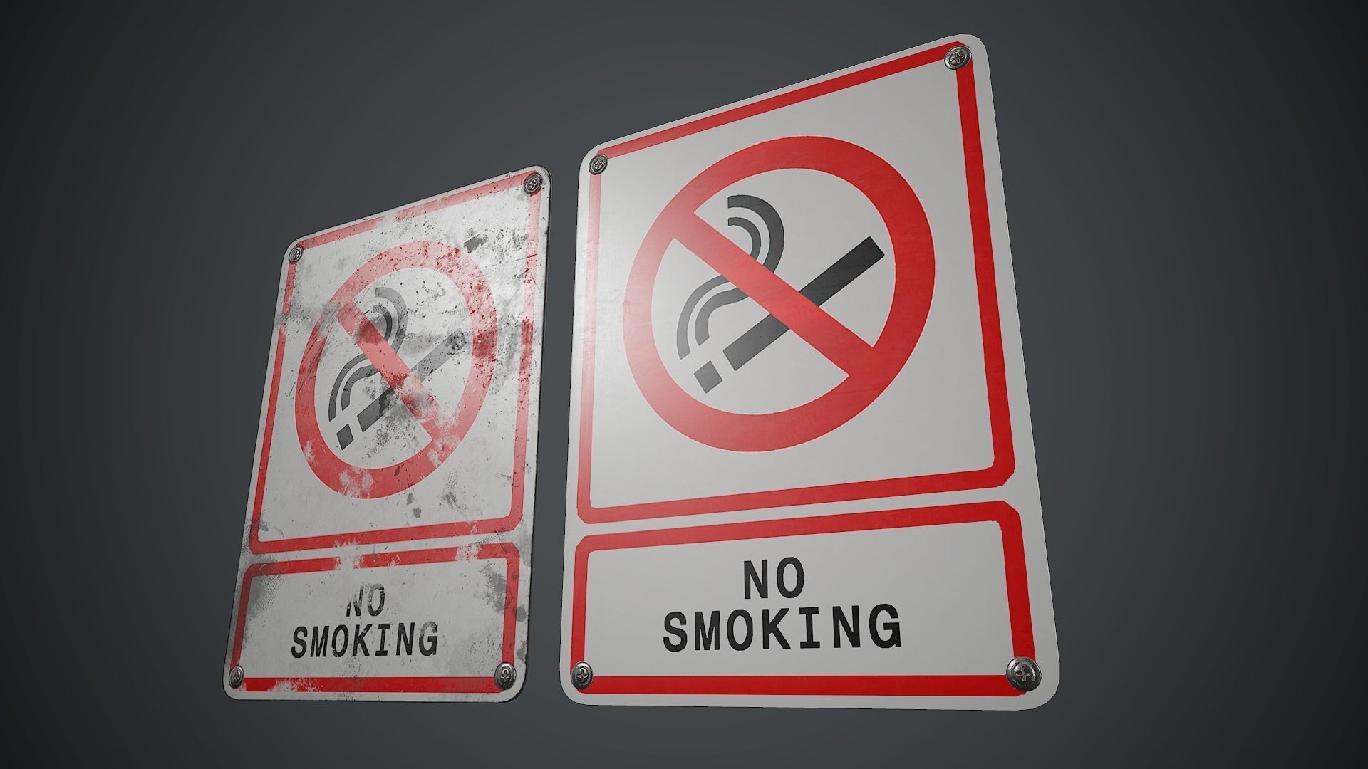 Plastic No Smoking Sign 3 PBR Game Ready Low-poly 3D model_2