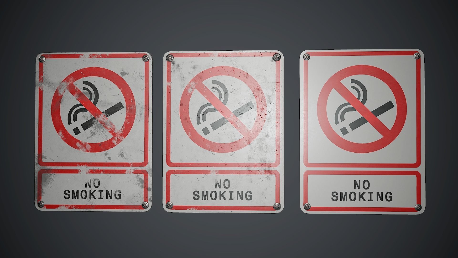 Plastic No Smoking Sign 3 PBR Game Ready Low-poly 3D model_3