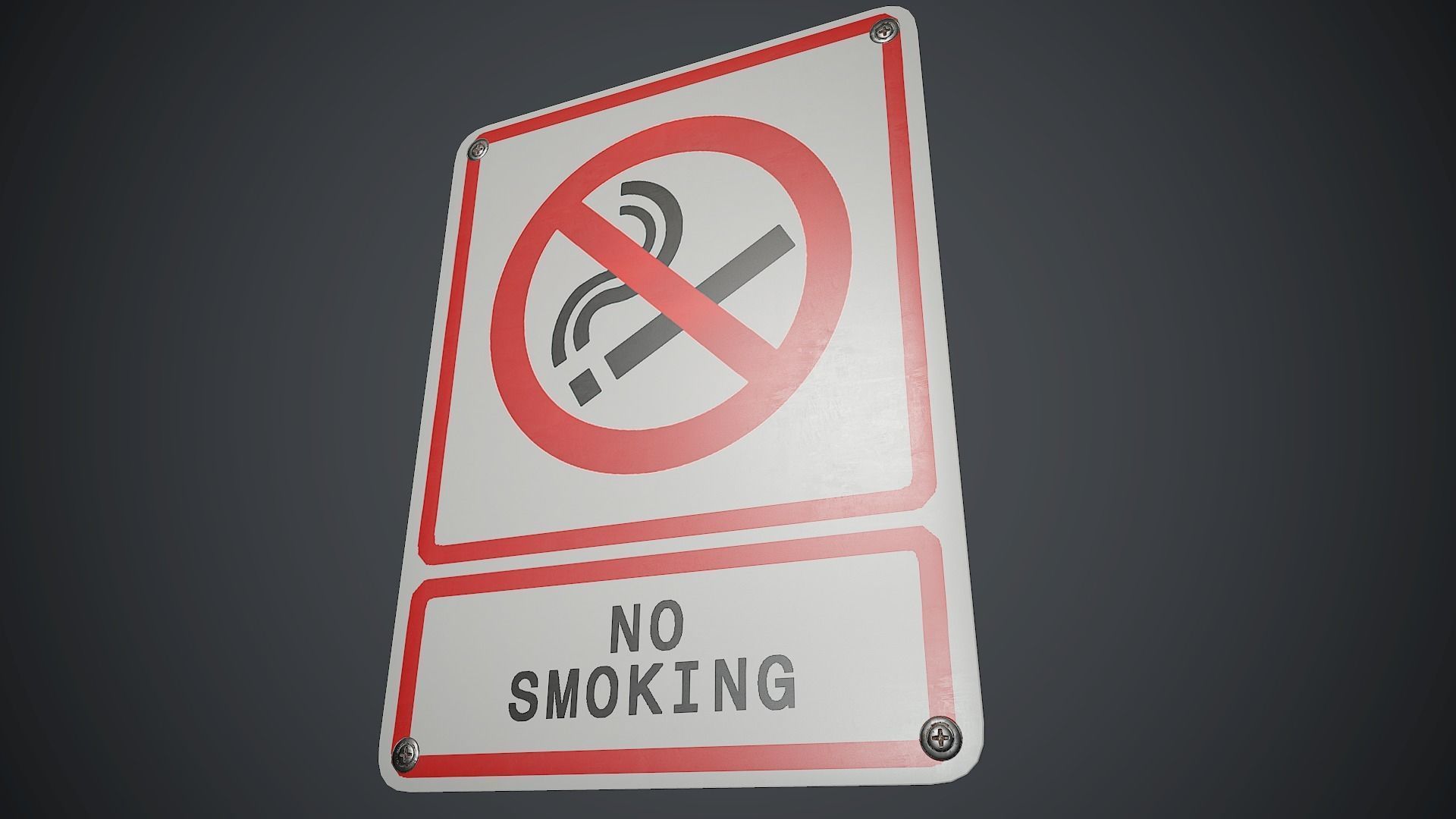 Plastic No Smoking Sign 3 PBR Game Ready Low-poly 3D model_5
