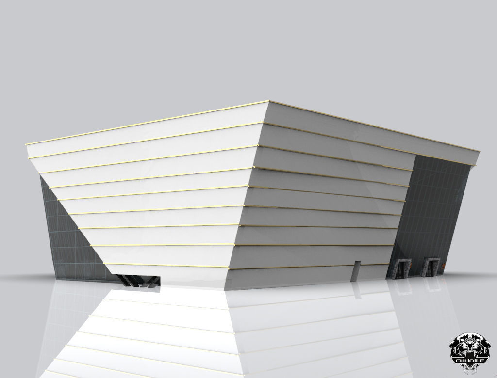 Modern Building Low-poly 3D model_4