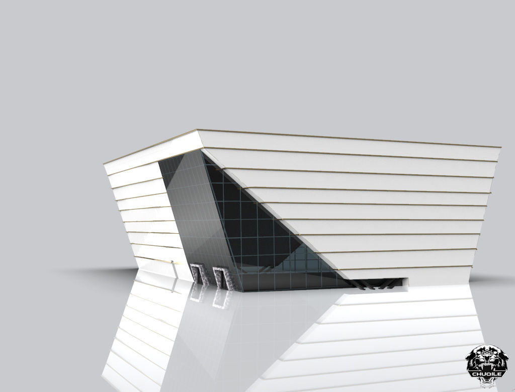 Modern Building Low-poly 3D model_3