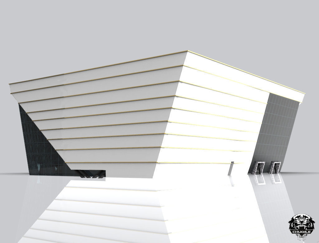 Modern Building Low-poly 3D model_5