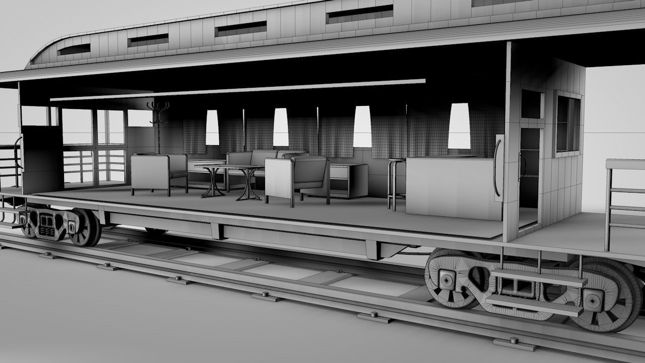 Wild West Luxury Train Car 3D model_18