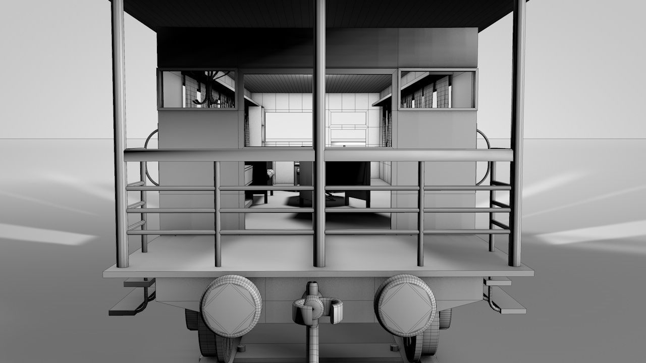 Wild West Luxury Train Car 3D model_17