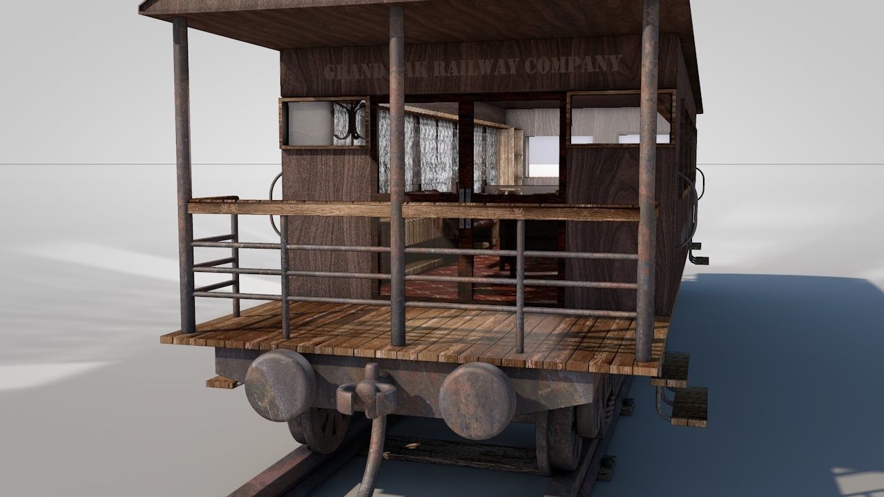 Wild West Luxury Train Car 3D model_4