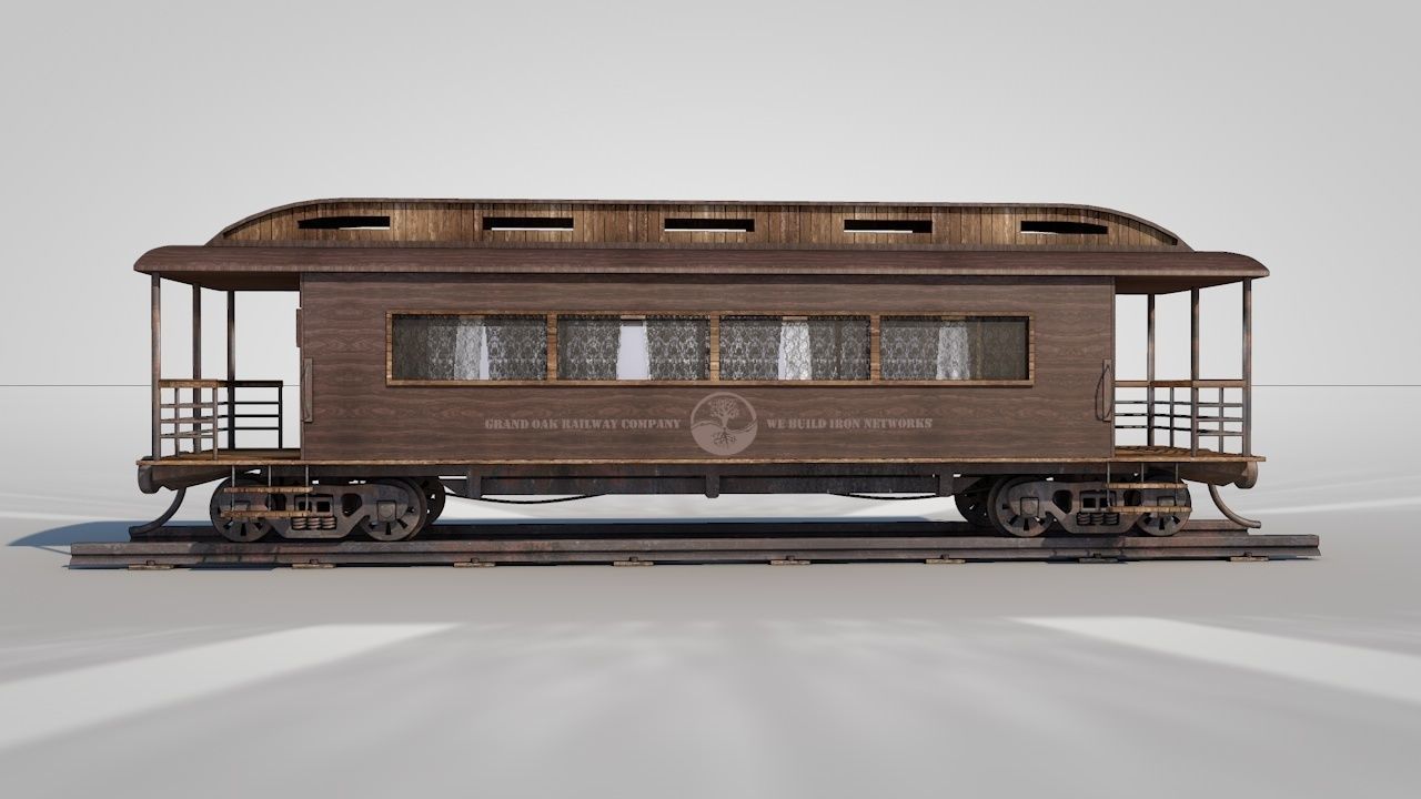 Wild West Luxury Train Car 3D model_2