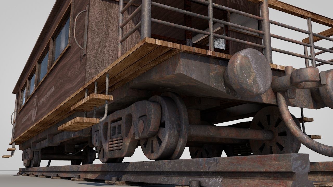 Wild West Luxury Train Car 3D model_7