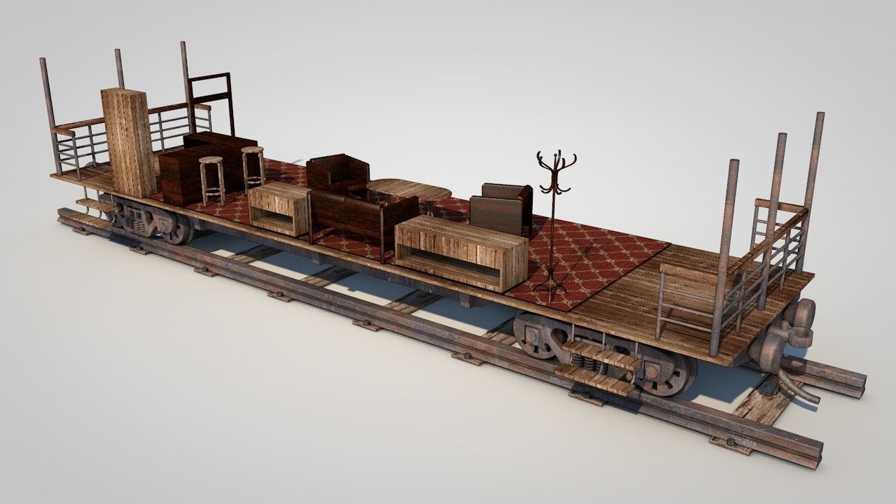 Wild West Luxury Train Car 3D model_10