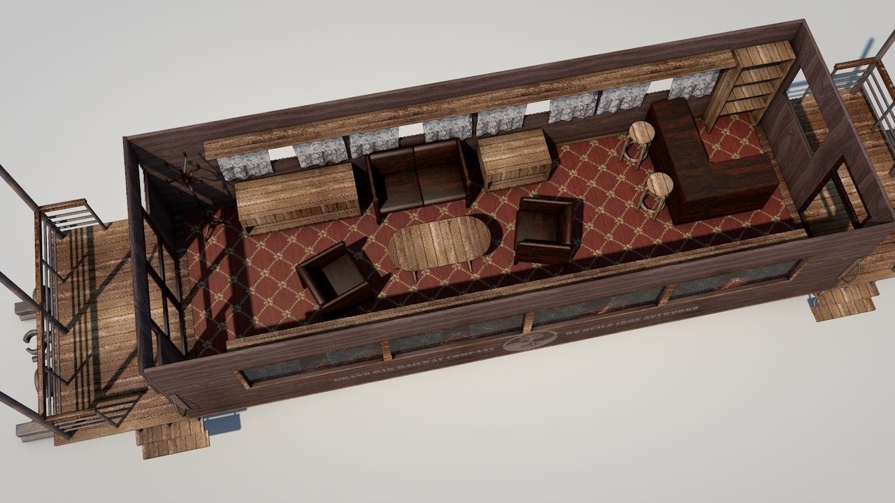 Wild West Luxury Train Car 3D model_11