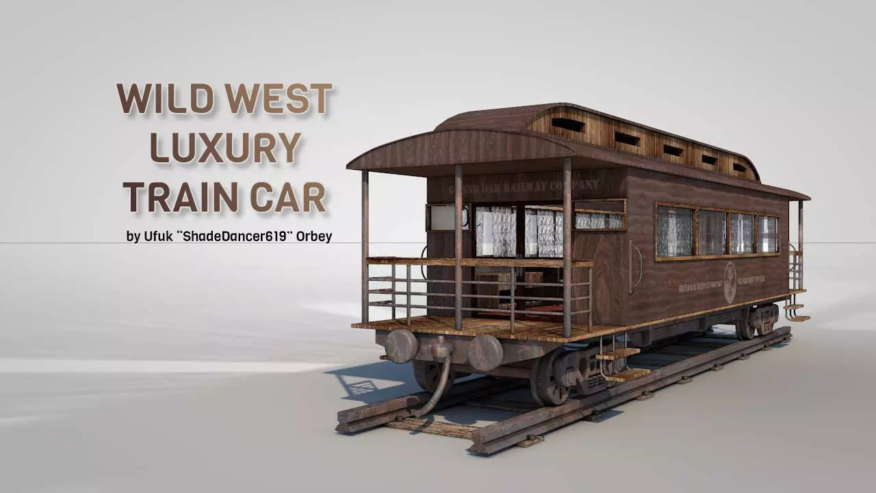 Wild West Luxury Train Car 3D model_0