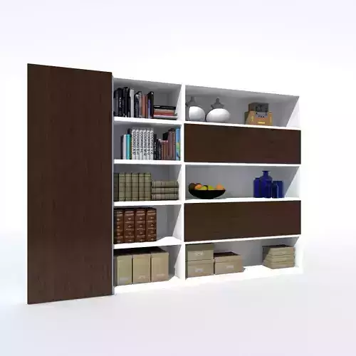 cupboard bookcase with shelves and drawers