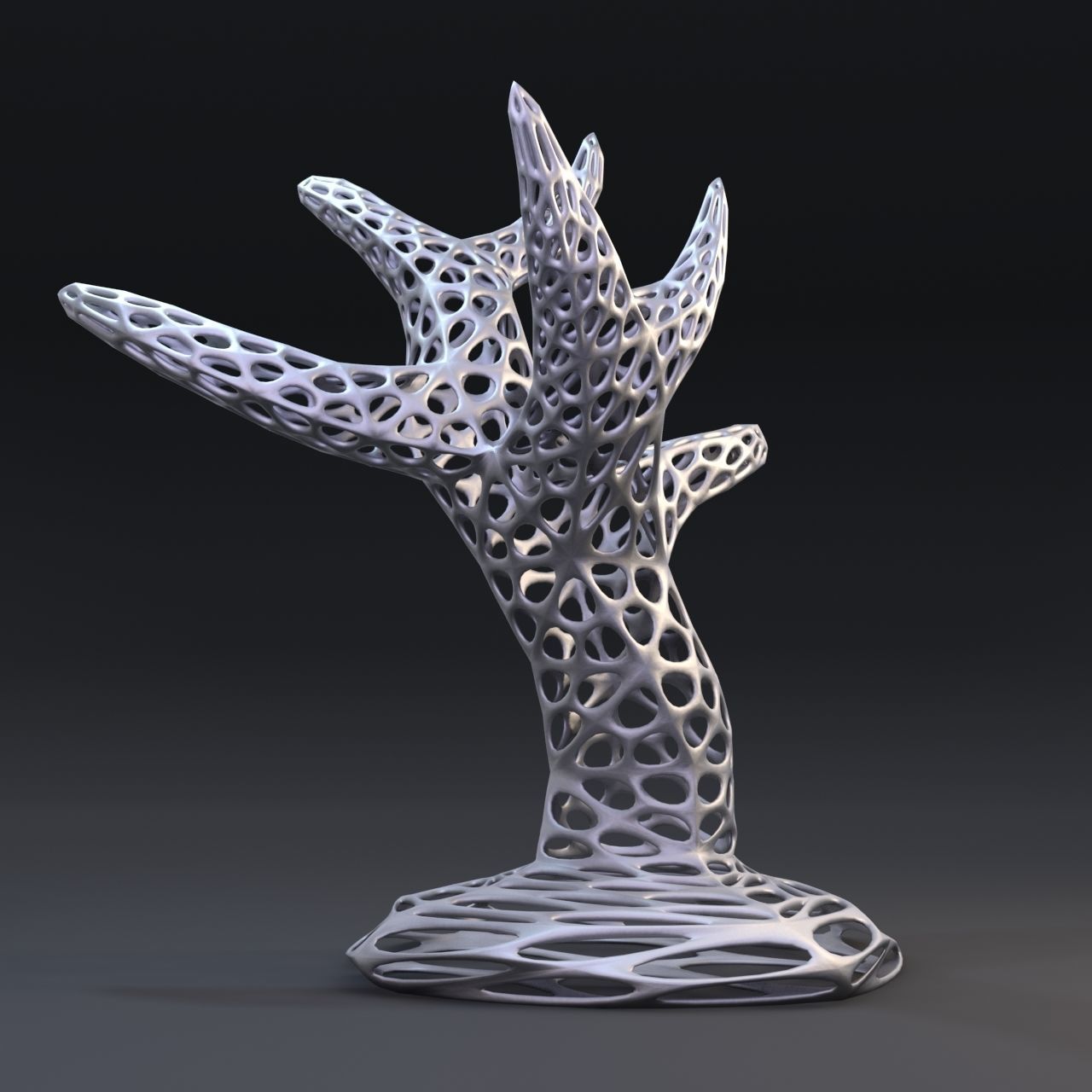 Decorative tree with holes 3D print model_5