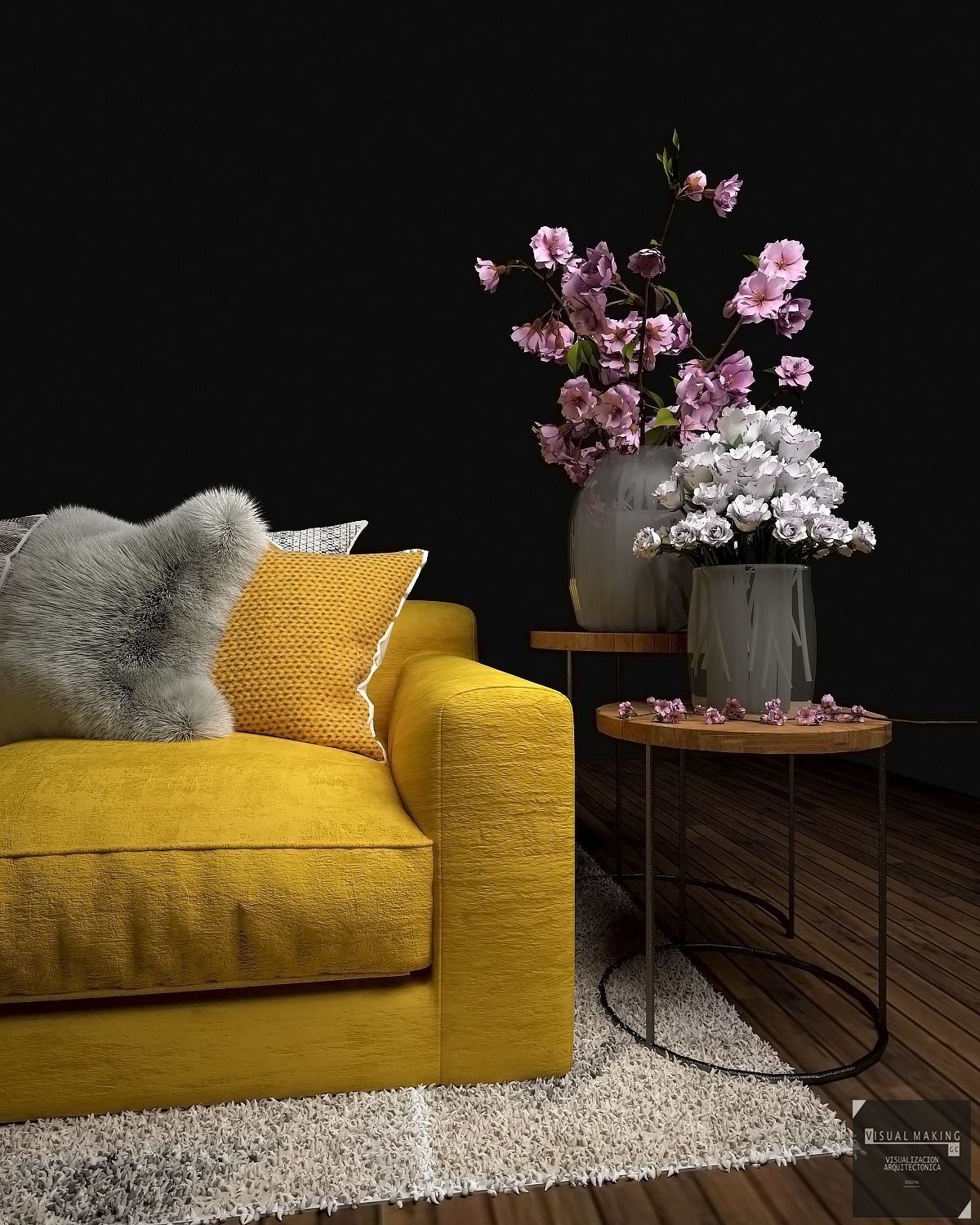 Sofa y almohadas
