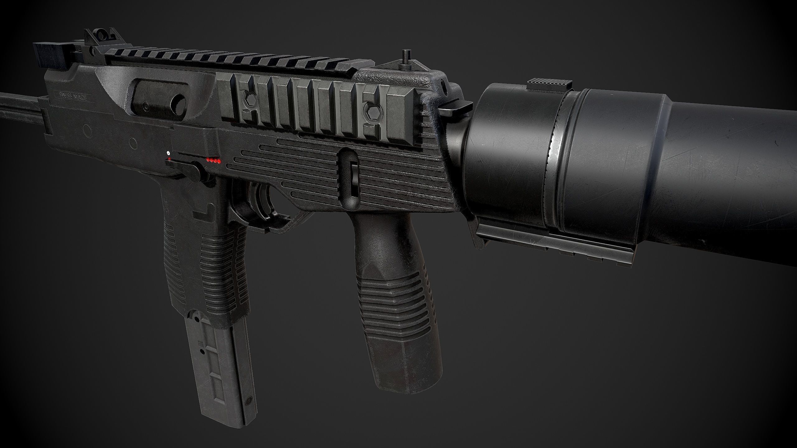 MP9 Submachine Gun Low-poly 3D model_5