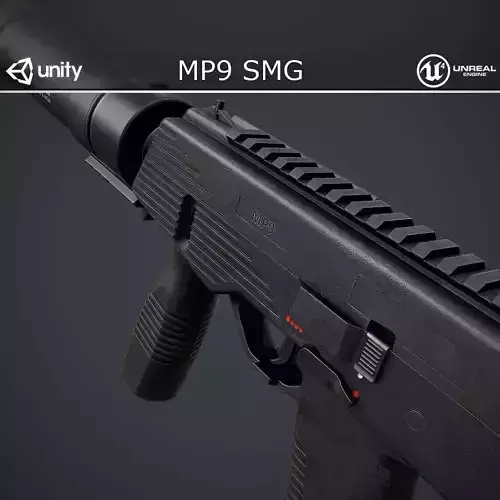 MP9 Submachine Gun Low-poly 3D model