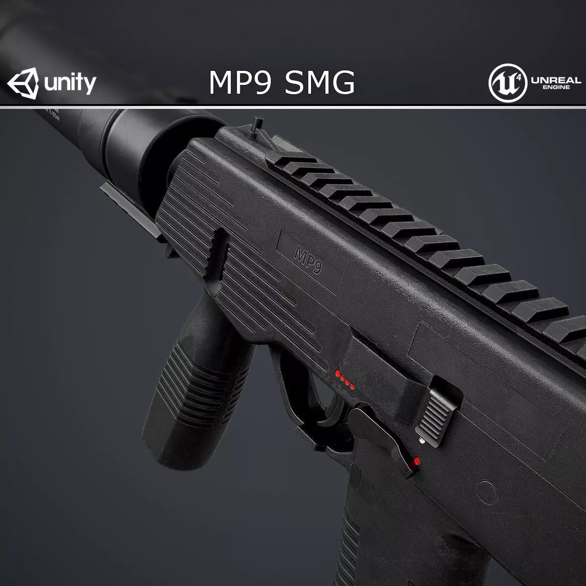 MP9 Submachine Gun Low-poly 3D model_0